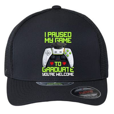 I Paused My Game To Graduate Funny Graduation Graduate Gamer Flexfit Unipanel Trucker Cap