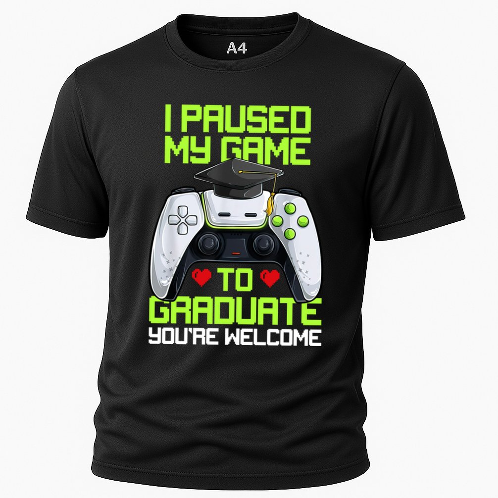 I Paused My Game To Graduate Funny Graduation Graduate Gamer Cooling Performance Crew T-Shirt
