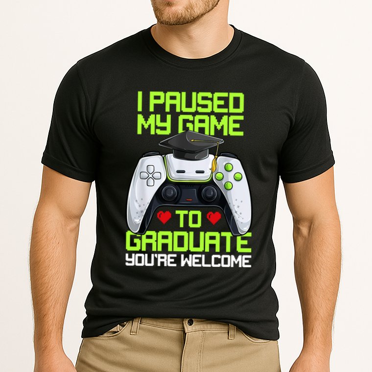 I Paused My Game To Graduate Funny Graduation Graduate Gamer Cooling Performance Crew T-Shirt