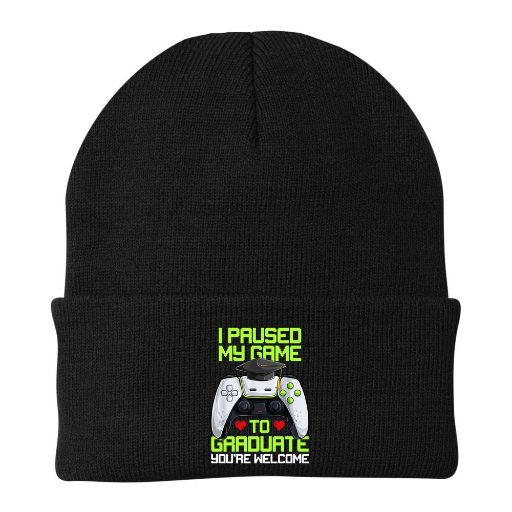 I Paused My Game To Graduate Funny Graduation Graduate Gamer Beanie