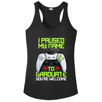 I Paused My Game To Graduate Funny Graduation Graduate Gamer Ladies PosiCharge Competitor Racerback Tank