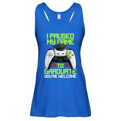 I Paused My Game To Graduate Funny Graduation Graduate Gamer Ladies Essential Flowy Tank