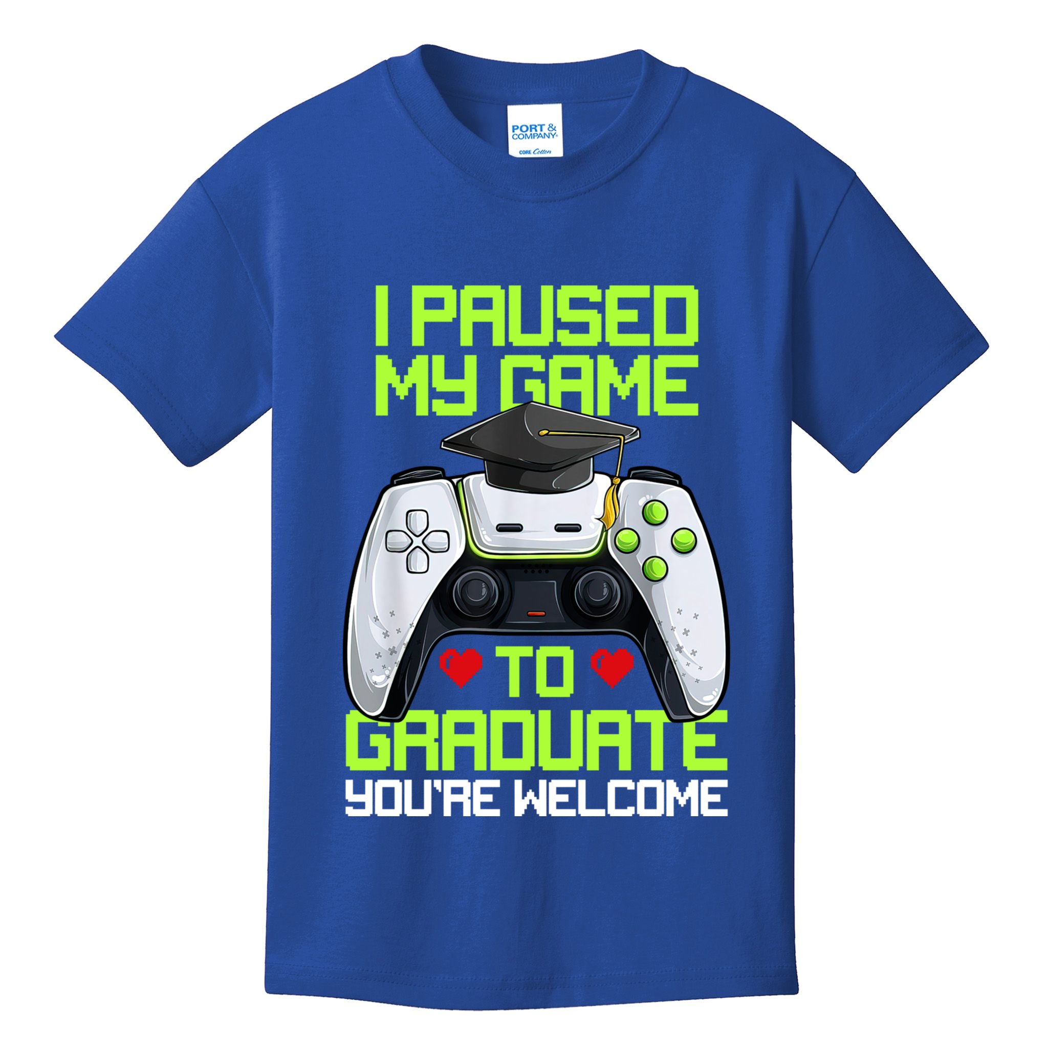 I Paused My Game To Graduate Funny Graduation Graduate Gamer Kids T-Shirt