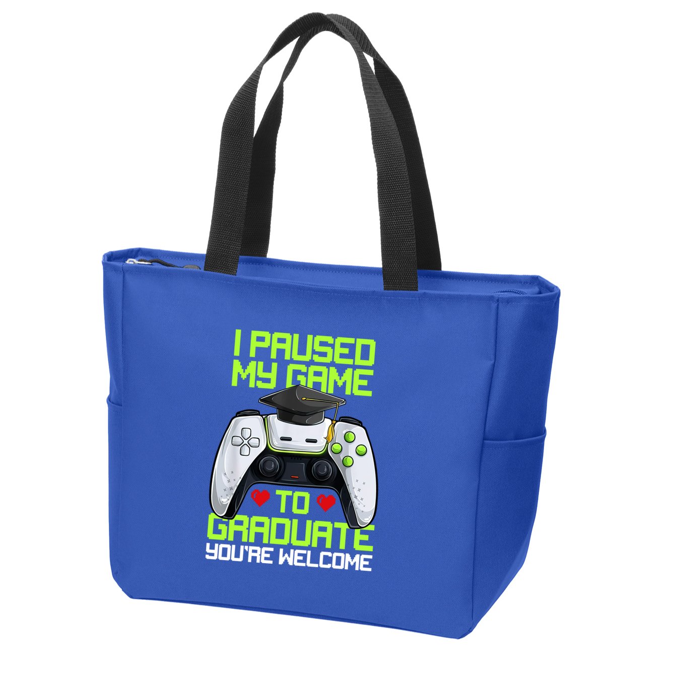 I Paused My Game To Graduate Funny Graduation Graduate Gamer Zip Tote Bag
