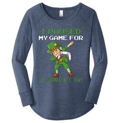 I Paused My Game For St Patricks Day Dabbing Leprechaun Women's Perfect Tri Tunic Long Sleeve Shirt