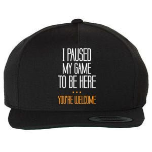 I Paused My Game To Be Here Funny Gift Video Gamer Gift Wool Snapback Cap