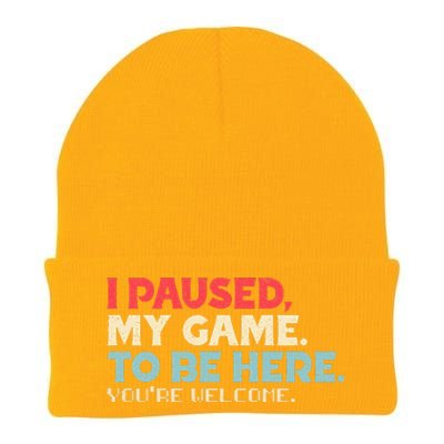 I Paused My Game To Be Here You're Welcome Retro Gamer Gifts  Knit Cap Winter Beanie