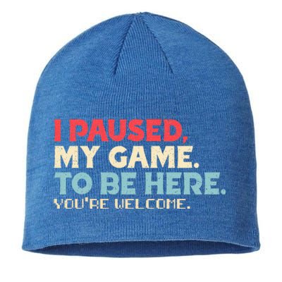 I Paused My Game To Be Here You're Welcome Retro Gamer Gifts  Sustainable Beanie