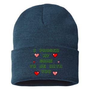 I Paused My Game To Be With You Funny Romantic Sustainable Knit Beanie