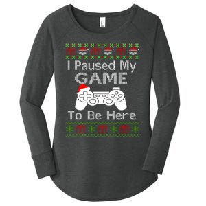 I Paused My Game To Be Here Ugly Sweater Funny Christmas Women's Perfect Tri Tunic Long Sleeve Shirt