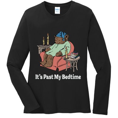 ItS Past My Bedtime Sleepy Bear Time Reading Ladies Long Sleeve Shirt