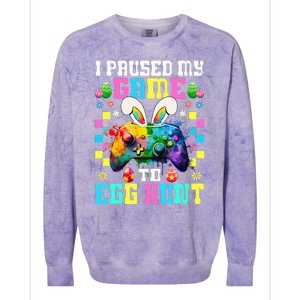 I Paused My Game To Egg Hunt Easter Funny Gamer Colorblast Crewneck Sweatshirt