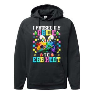 I Paused My Game To Egg Hunt Easter Funny Gamer Performance Fleece Hoodie