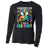 I Paused My Game To Egg Hunt Easter Funny Gamer Cooling Performance Long Sleeve Crew