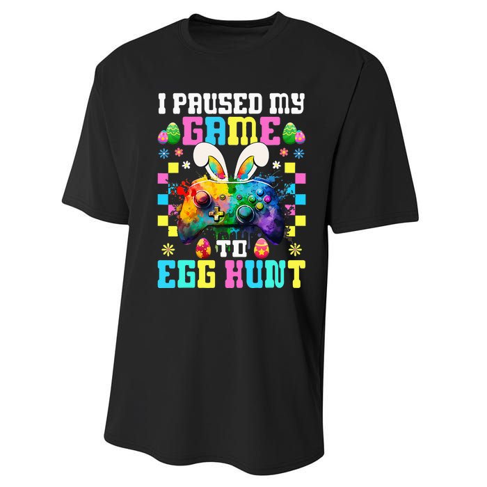 I Paused My Game To Egg Hunt Easter Funny Gamer Performance Sprint T-Shirt