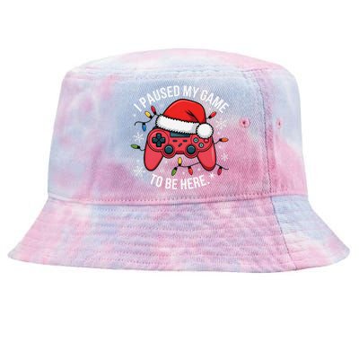 I Paused My Game To Be Here Funny Christmas Controller Gamer Tie-Dyed Bucket Hat