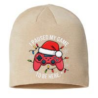 I Paused My Game To Be Here Funny Christmas Controller Gamer Sustainable Beanie