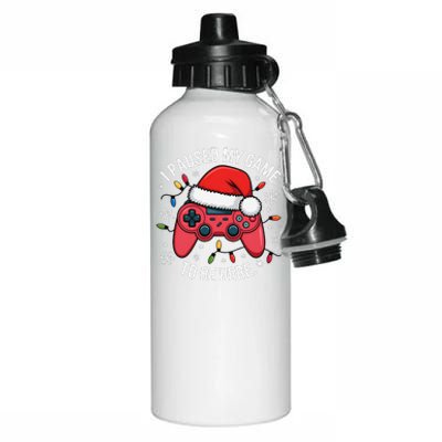 I Paused My Game To Be Here Funny Christmas Controller Gamer Aluminum Water Bottle