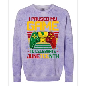 I Paused My Game To Celebrate Juneteenth Controller Gamer Gift Colorblast Crewneck Sweatshirt