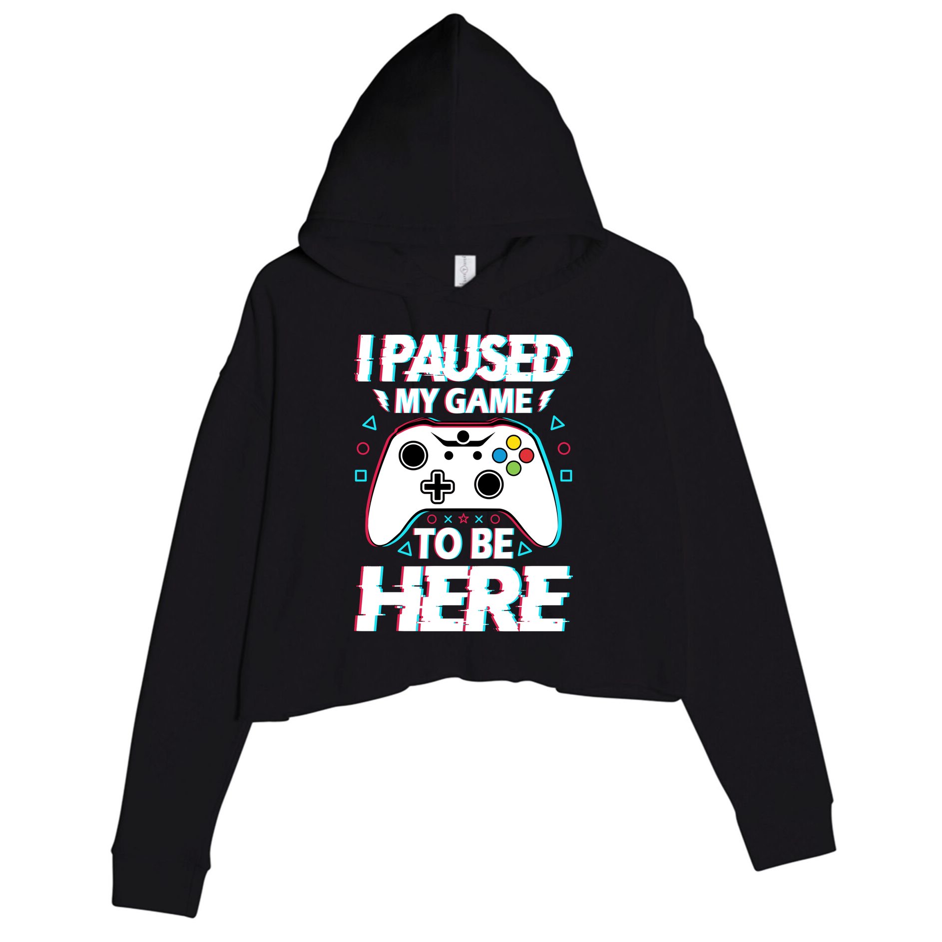 I Paused My Game To Be Here Funny Gamer Gaming Crop Fleece Hoodie