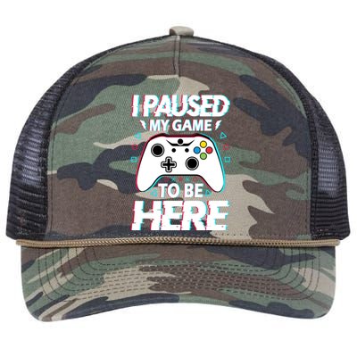 I Paused My Game To Be Here Funny Gamer Gaming Retro Rope Trucker Hat Cap