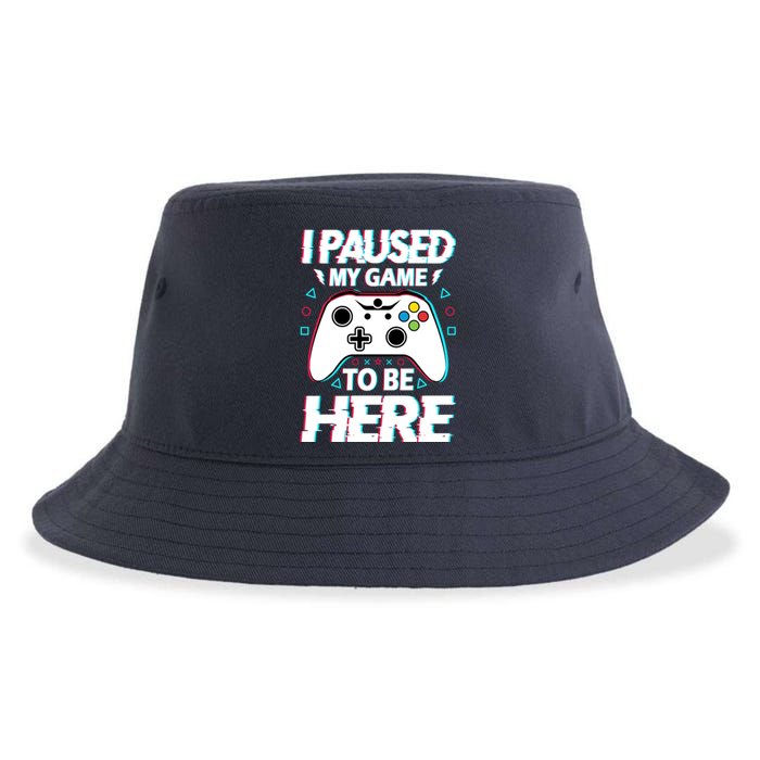 I Paused My Game To Be Here Funny Gamer Gaming Sustainable Bucket Hat