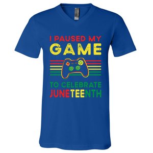 I Paused My Game To Celebrate Juneteenth Gamer Cool Gift V-Neck T-Shirt