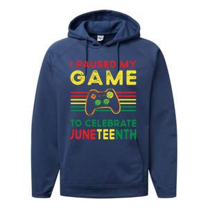 I Paused My Game To Celebrate Juneteenth Gamer Cool Gift Performance Fleece Hoodie