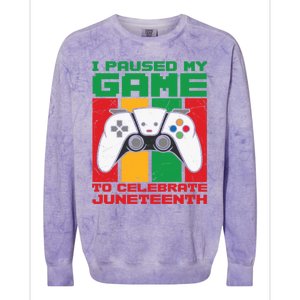 I Paused My Game To Celebrate Juneteenth Gamer Teen Gift Colorblast Crewneck Sweatshirt