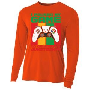 I Paused My Game To Celebrate Juneteenth Gamer Teen Gift Cooling Performance Long Sleeve Crew