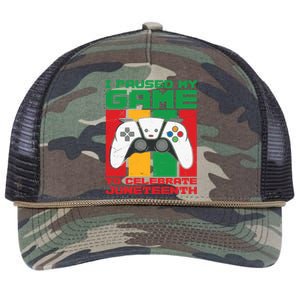 I Paused My Game To Celebrate Juneteenth Gamer Teen Gift Retro Rope Trucker Hat Cap