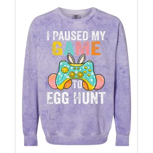 I Paused My Game To Egg Hunt Easter Funny Gamer Colorblast Crewneck Sweatshirt