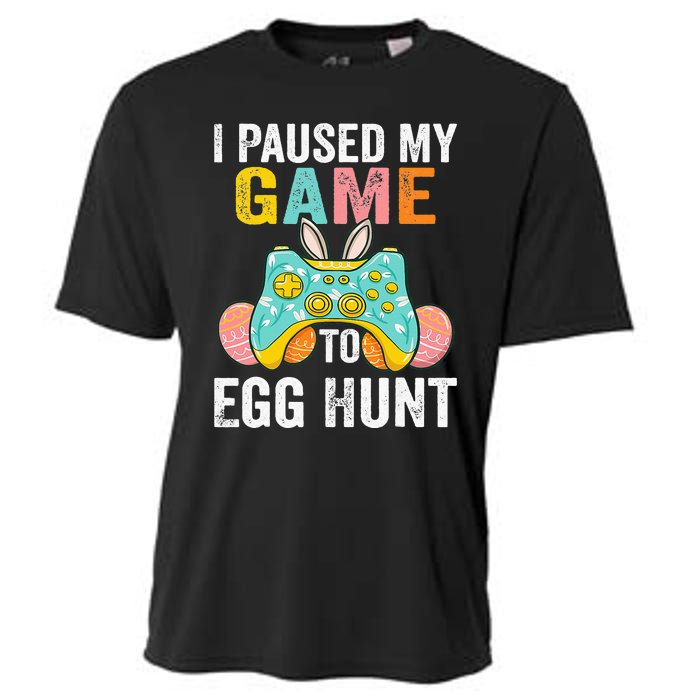 I Paused My Game To Egg Hunt Easter Funny Gamer Cooling Performance Crew T-Shirt