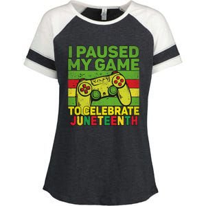 I Paused My Game To Celebrate Juneteenth Gift Enza Ladies Jersey Colorblock Tee