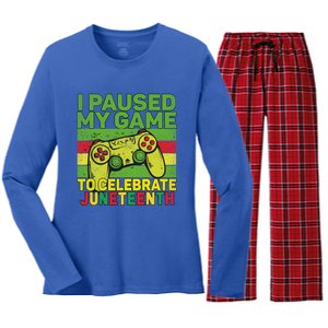 I Paused My Game To Celebrate Juneteenth Gift Women's Long Sleeve Flannel Pajama Set 