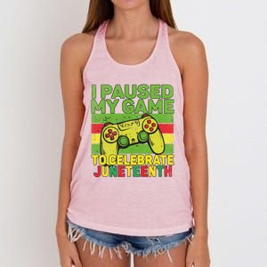 I Paused My Game To Celebrate Juneteenth Gift Women's Knotted Racerback Tank