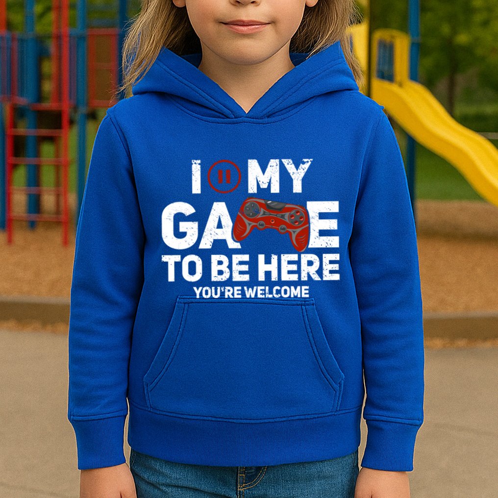 I Paused My Game To Be Here YouRe Welcome Gaming Gamer Gift Kids Hoodie