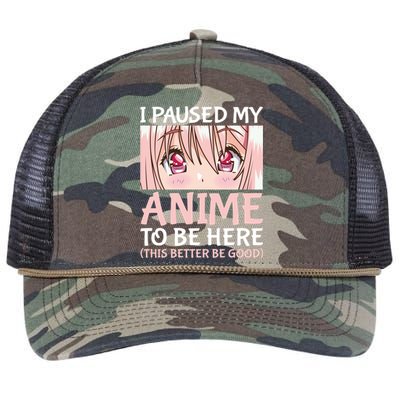 I Paused My Anime To Be Here Otaku Anime Merch Gift Retro Rope Trucker Hat Cap