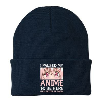 I Paused My Anime To Be Here Otaku Anime Merch Gift Knit Cap Winter Beanie