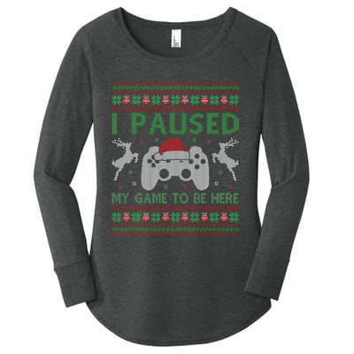 I Paused My Game To Be Here Christmas Ugly Sweater Gamer Women's Perfect Tri Tunic Long Sleeve Shirt