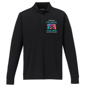 I Paused My Game To Be Here YouRe Welcome Great Gift Performance Long Sleeve Polo