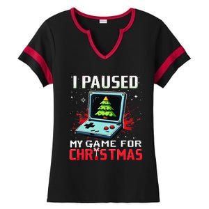 I Paused My Game For Christmas Funny Christmas Gamer Gifts Ladies Halftime Notch Neck Tee