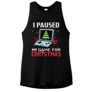 I Paused My Game For Christmas Funny Christmas Gamer Gifts Ladies PosiCharge Tri-Blend Wicking Tank