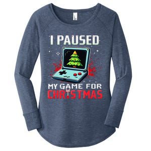 I Paused My Game For Christmas Funny Christmas Gamer Gifts Women's Perfect Tri Tunic Long Sleeve Shirt