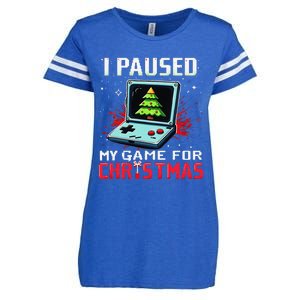 I Paused My Game For Christmas Funny Christmas Gamer Gifts Enza Ladies Jersey Football T-Shirt