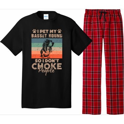 I Pet My Basset Hound So I DonT Choke People Funny Dog Xmas Gift Pajama Set