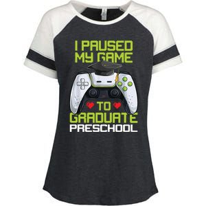 I Paused My Game To Graduate Preschool Graduation Gamer Enza Ladies Jersey Colorblock Tee