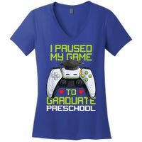 I Paused My Game To Graduate Preschool Graduation Gamer Women's V-Neck T-Shirt