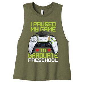 I Paused My Game To Graduate Preschool Graduation Gamer Women's Racerback Cropped Tank