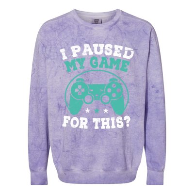 I Paused My Game For This Gamer Video Game Pc Gaming Cute Gift Colorblast Crewneck Sweatshirt